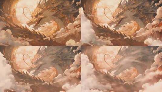 龙年中国龙云雾里的神龙动画高清在线视频素材下载