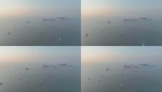 大海轮船海洋货船航拍深圳前海湾港口码头高清在线视频素材下载