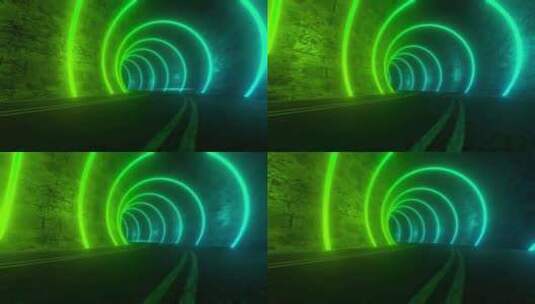在被圆圈照亮的隧道里行驶高清在线视频素材下载