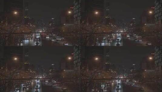 北京夜晚车流高清在线视频素材下载