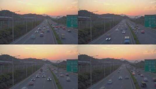 夕阳黄昏下的福州三环快速路延时摄影高清在线视频素材下载