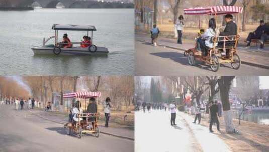 春节陪家人公园游玩的人高清在线视频素材下载