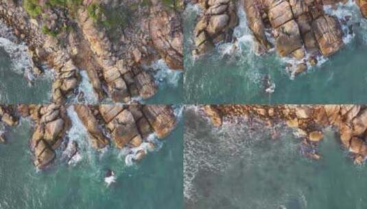 俯拍海滩海浪高清在线视频素材下载