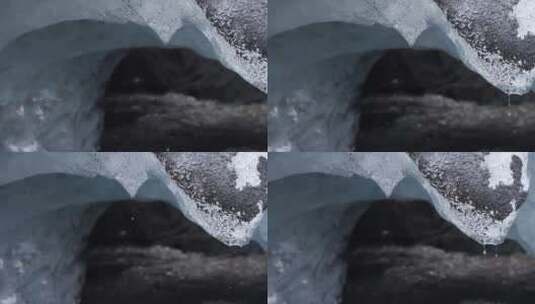 冰融化滴水冰雪融化高清在线视频素材下载