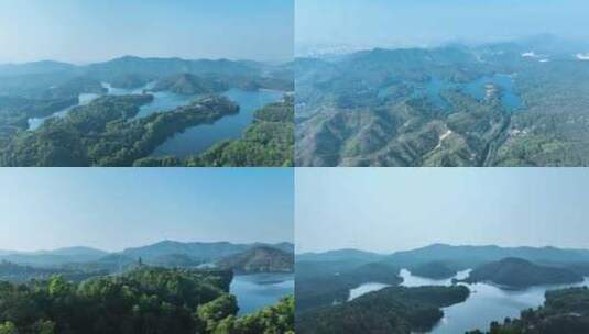 森林湖泊航拍山川河流大自然风景红花湖景区高清在线视频素材下载