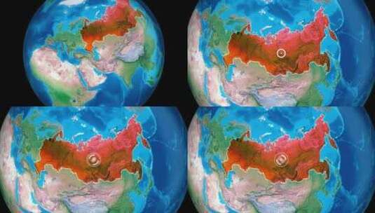 使用网格V02缩放地球俄罗斯地图高清在线视频素材下载