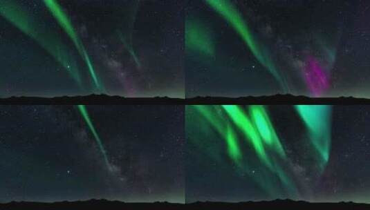北极光绿紫色银河系高清在线视频素材下载