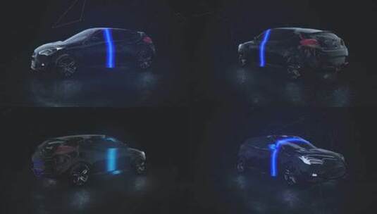 新能源汽车 3D扫描 演示动画高清在线视频素材下载