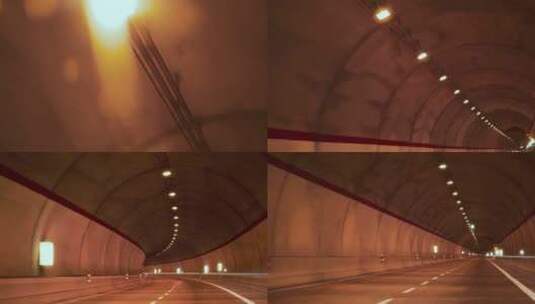 隧道路灯灯光驾驶第一视角高清在线视频素材下载