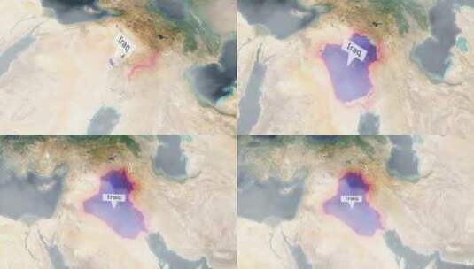 伊拉克地图-云效应高清在线视频素材下载