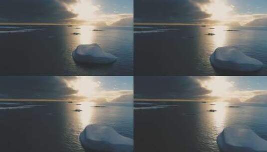 南极洲上空日落时的冰山高清在线视频素材下载