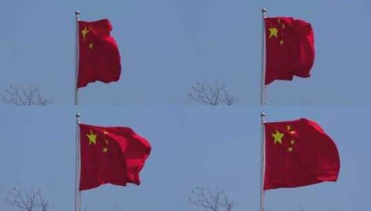 五星红旗国旗在风中飘扬高清在线视频素材下载