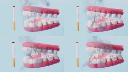 吸烟与牙齿口腔疾病概念动画高清在线视频素材下载