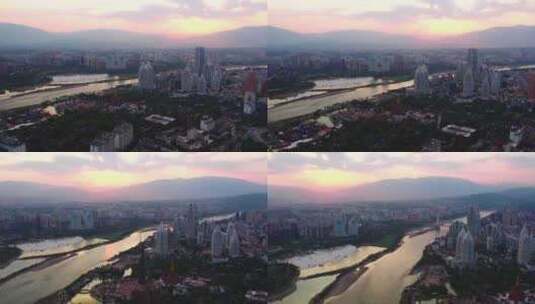 澜沧江、湄公河、西双版纳城市风貌航拍高清在线视频素材下载