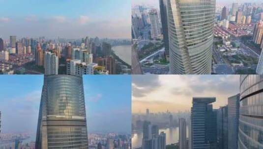 上海浦东新区陆家嘴三件套航拍高楼大厦摩天高清在线视频素材下载