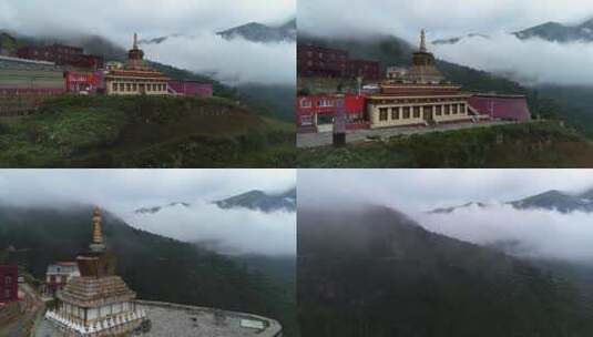 西藏318雪山草原河流寺院沿途风光高清在线视频素材下载