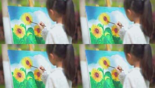 六一儿童节 小女孩画画高清在线视频素材下载