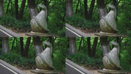 公园里生肖蛇的雕塑高清在线视频素材下载
