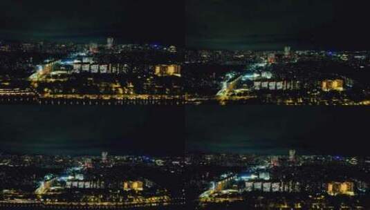 广州天河区夜景灯光航拍高清在线视频素材下载