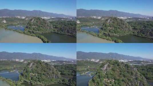 广东肇庆星湖景区七星山5A景区航拍高清在线视频素材下载