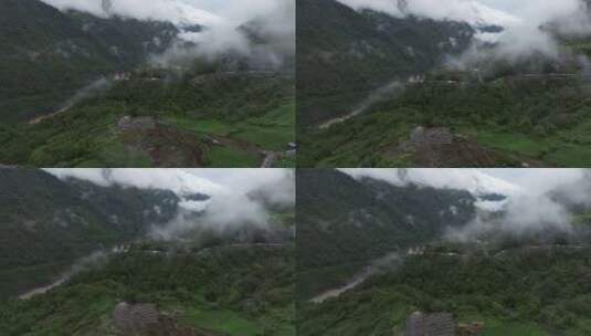 西藏林芝莲花圣地墨脱热带雨林云雾高空航拍高清在线视频素材下载