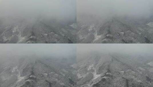 连绵起伏山川丘陵森林冬天雪景航拍高清在线视频素材下载