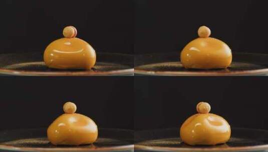 慕斯橙子蛋糕奶油甜点特写高清在线视频素材下载