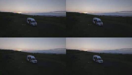 草原房车自驾航拍高清在线视频素材下载