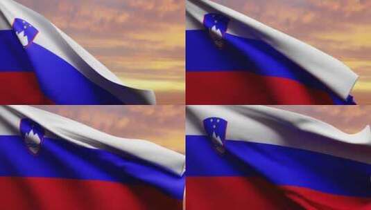 建国日日落时挥舞的斯洛文尼亚国旗高清在线视频素材下载