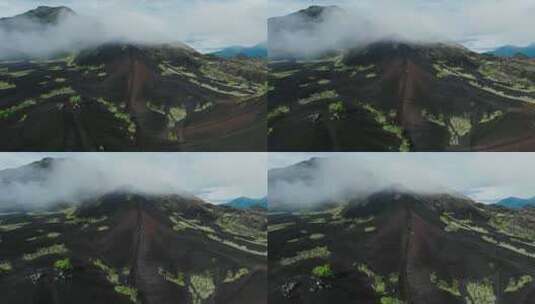 Enduro摩托车骑行巴图尔火山无人机查高清在线视频素材下载