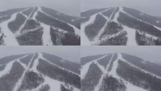 航拍吉林省通化市万峰滑雪场冬季风光高清在线视频素材下载