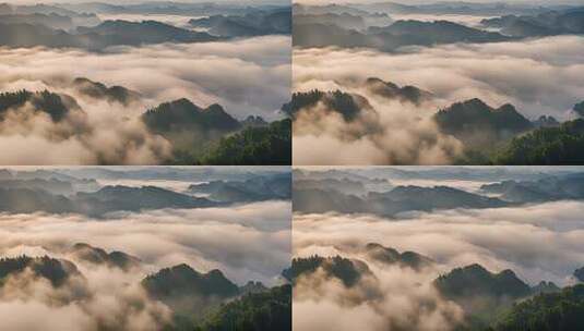 张家界山峰云海山脉日出风景云雾大自然奇峰高清在线视频素材下载