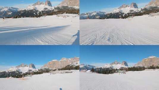 意大利多洛米蒂高山滑雪的FPV POV高清在线视频素材下载