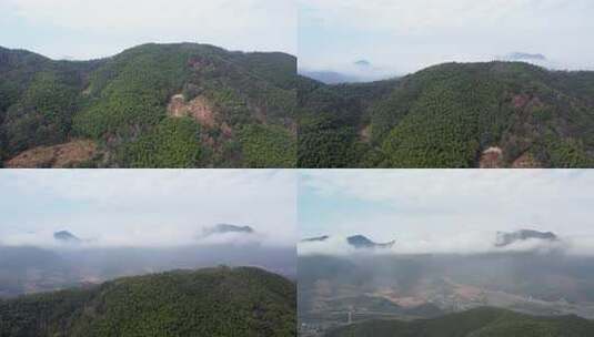 雨后山村云海风景航拍高清在线视频素材下载