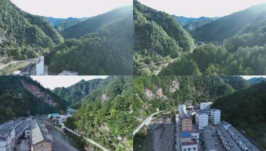 秦岭-新场镇-大山-民居-乡村-4K-航拍高清在线视频素材下载