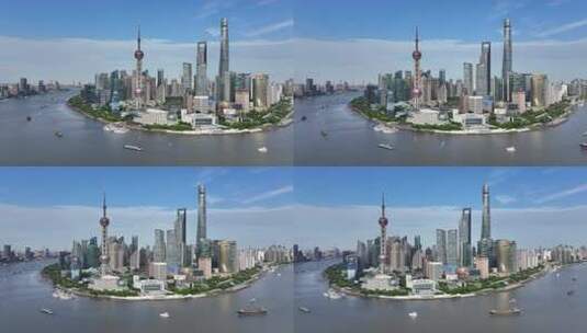 上海陆家嘴CBD大景黄浦江航拍高清在线视频素材下载