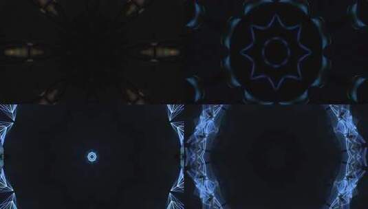 008 4K酷炫蓝色发光线条万花筒背景高清在线视频素材下载