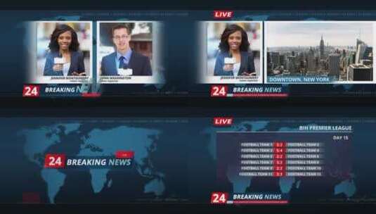 新闻播报电视节目系列素材包AE模板高清AE视频素材下载