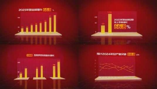 红色大气三维企业数据汇报展示（年终总结）高清AE视频素材下载