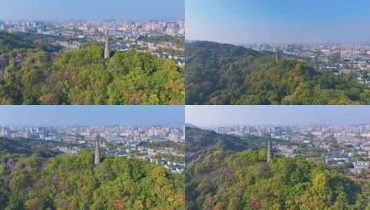 浙江杭州西湖景区宝石山保俶塔航拍旅游风景高清在线视频素材下载