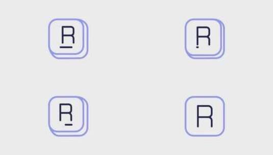 字母R动画图标与Alpha高清在线视频素材下载