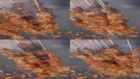 竖拍视频美味烤串牛肉筋制作高清在线视频素材下载