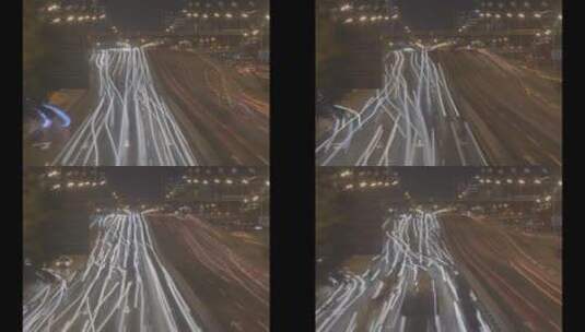 北京东三环夜景街道车流延时地拍高清在线视频素材下载