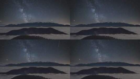 延时冬季群山上空星夜中的银河系高清在线视频素材下载