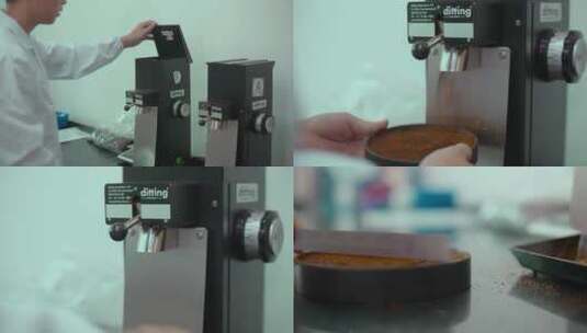 咖啡加工视频烘焙咖啡豆机器磨细过程高清在线视频素材下载