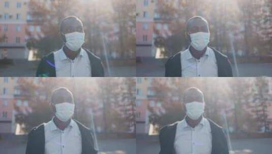 人戴着口罩在城市步行 高清在线视频素材下载