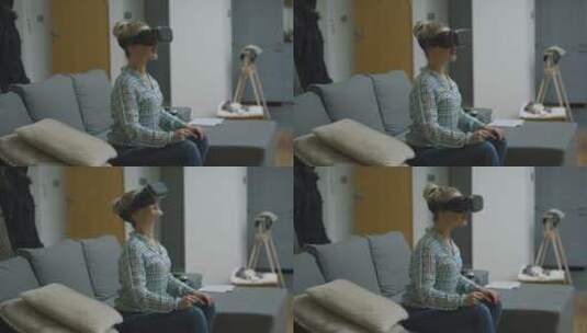 体验虚拟现实技术的女人高清在线视频素材下载