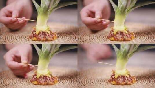 拆分水果凤梨菠萝叶子高清在线视频素材下载