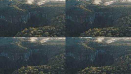 航拍的森林瀑布景观高清在线视频素材下载