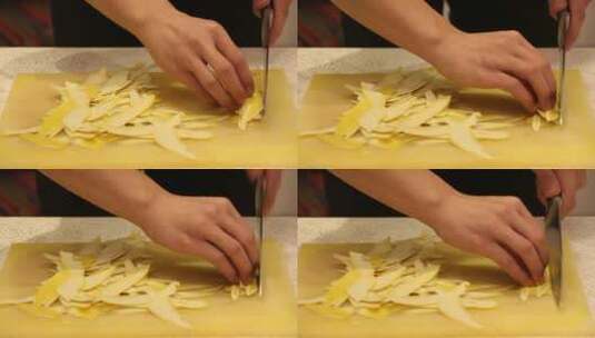 切柚子皮制作柚子茶高清在线视频素材下载